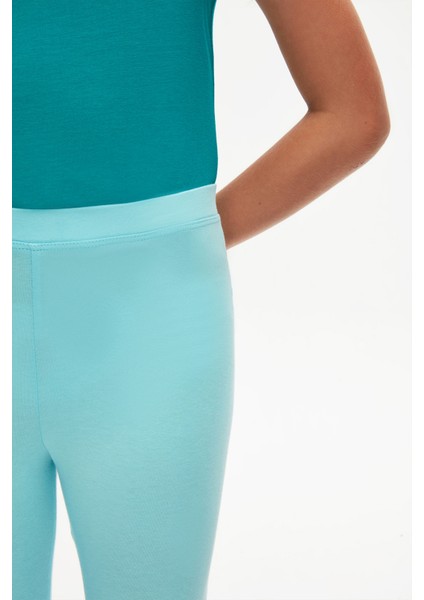 Cam Göbeği Basic Kız Çocuk Diz Altı Tayt Kapri modelleri