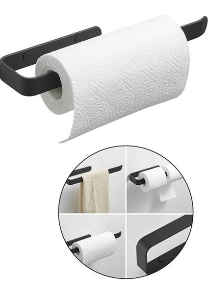 Dekoratif Siyah Mutfak Banyo Akısı Kendinden Yapışkanlı Lüx Askılık Uzun Mat Siyah Askı 2 Adet