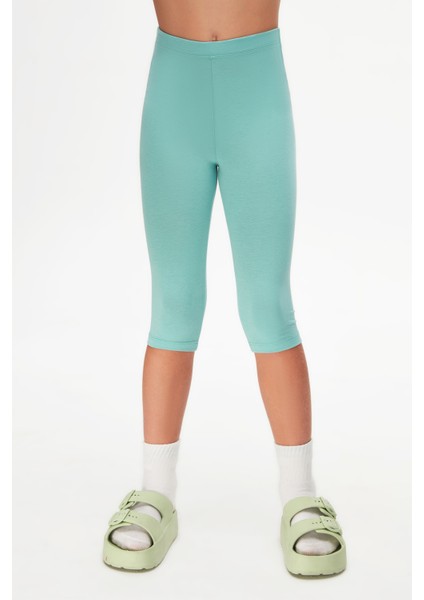 Çağla Yeşil Basic Kız Çocuk Diz Altı Tayt Kapri fiyatları