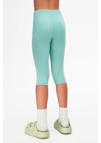Çağla Yeşil Basic Kız Çocuk Diz Altı Tayt Kapri fırsatları