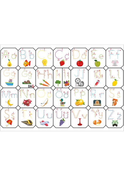 Statik Kağıt Türkçe Alfabe 100 cm x 150 cm 11