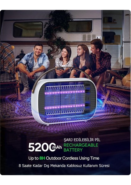 MA15C Uv-Led Işıklı 5200MAH Şarjlı + Elektrikli Sivrisinek Kovucu Lamba Sinek Kovucu