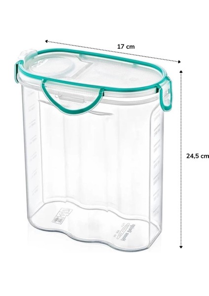 Kilitli Kapaklı Contalı Hava,su Sıvı Geçirmez 2,4 Litre Erzak Saklama Kabı