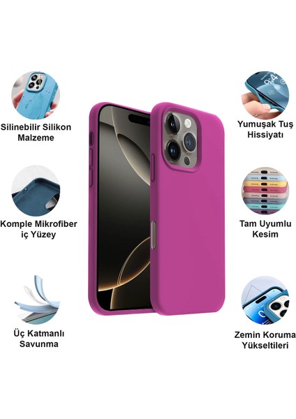 Apple iPhone 16 Pro Kılıf Lansman Premium Silinebilir Silikon