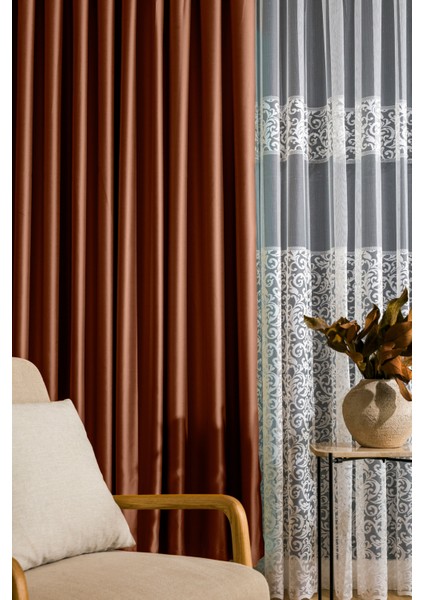 Sık Pileli Mint Blackout Karartma Kumaştan Fon Perde 1 x 3 V09 Tek Kanat