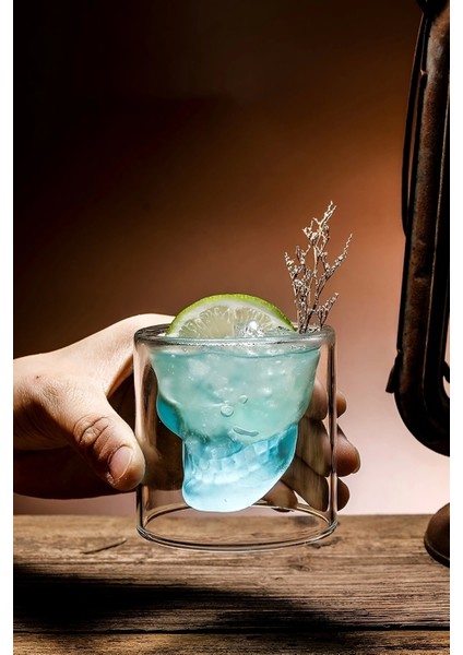 6'lı Kuru Kafa Shot Kokteyl Bardağı Kahve Sunum Bardağı Skull Bardak Tasarım Kokteyl Bardağı 75 Ml.