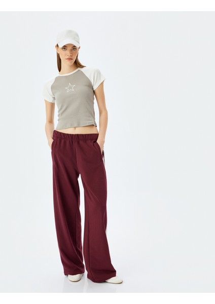 Yıldız Baskılı Reglan Kollu Bisiklet Yaka Kaşkorse Slim Fit Tişört fiyatları