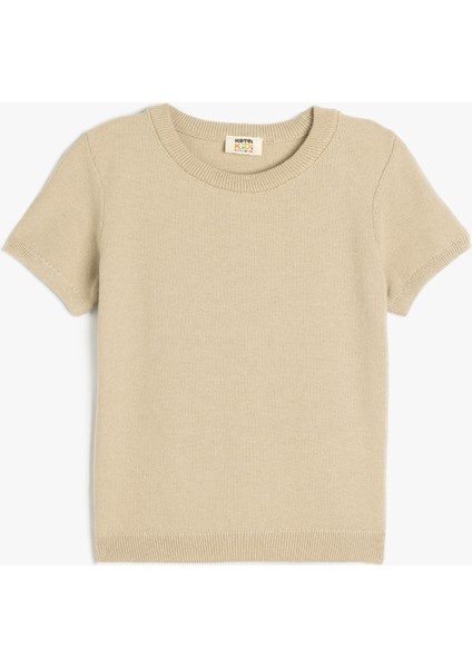 Kısa Kollu Bisiklet Yaka Basic Triko Kazak