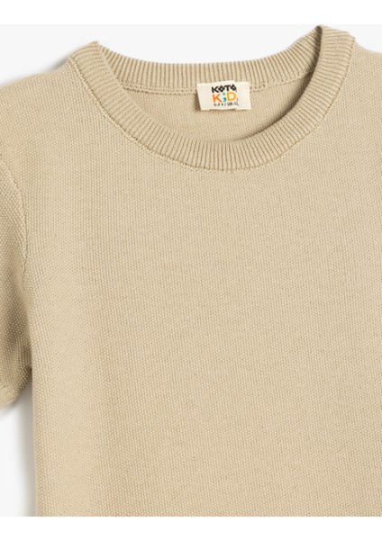 Kısa Kollu Bisiklet Yaka Basic Triko Kazak modelleri