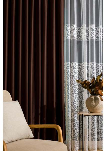 Sık Pileli Blackout Karartma Kumaştan Fon Perde 1x3 V21 Tek Kanat