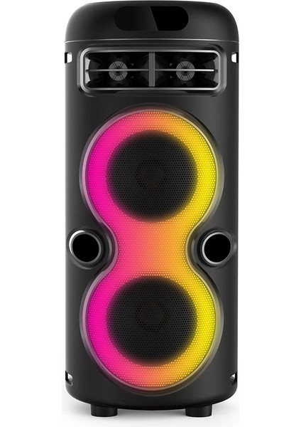 Zore GD-2402 Dijital LED Göstergeli Fm Radyolu Mikrofonlu Rgb Tws Çift 4 Inç Stereo Bass Kablosuz Ka