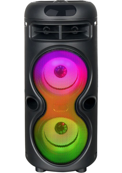 Zore GD-2402 Dijital LED Göstergeli Fm Radyolu Mikrofonlu Rgb Tws Çift 4 Inç Stereo Bass Kablosuz Ka