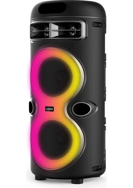 Zore GD-2402 Dijital LED Göstergeli Fm Radyolu Mikrofonlu Rgb Tws Çift 4 Inç Stereo Bass Kablosuz Ka