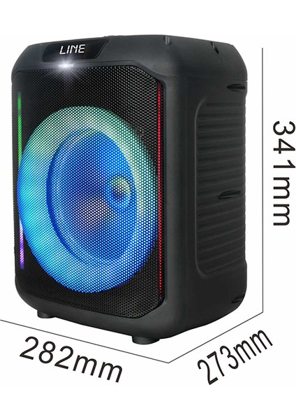 Zore GD-907 Dijital LED Göstergeli Fm Radyolu Mikrofonlu Rgb Tws 8 Inç Stereo Bass Kablosuz Karaoke