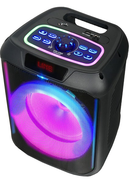 Zore GD-907 Dijital LED Göstergeli Fm Radyolu Mikrofonlu Rgb Tws 8 Inç Stereo Bass Kablosuz Karaoke