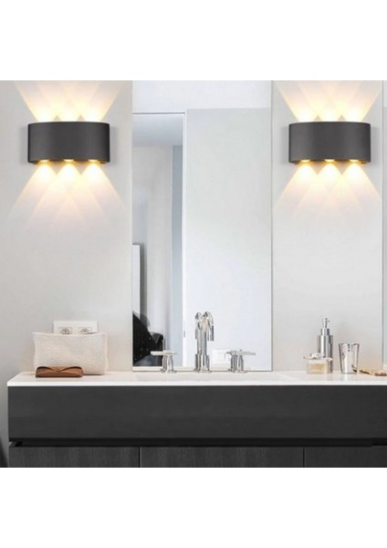 Dekoratif Çift Yönlü Oval Aplik - Modern Iç ve Dış Mekan Duvar Aydınlatma LED Aplik Duvar LAMBASI,IP54 Su Geçirmez, 6W LED