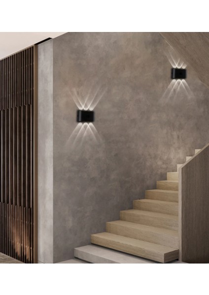 Dekoratif Çift Yönlü Oval Aplik - Modern Iç ve Dış Mekan Duvar Aydınlatma LED Aplik Duvar LAMBASI,IP54 Su Geçirmez, 6W LED