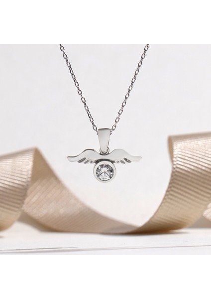 925 Ayar Radyum Kaplama Swarovski Taşlı Melek Kanadı Gümüş Kolye fiyatları