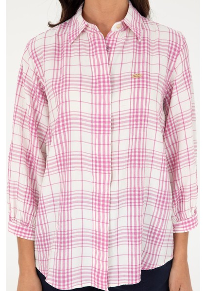 Kadın Menekşe Gömlek Desenli 50288652-VR037