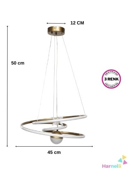 3 Renk Yanabilen Şeker Top Aksesuarlı Modern Ledli Avize