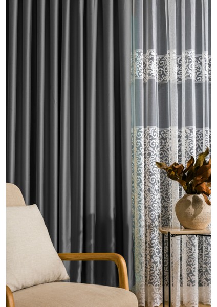 Sık Pileli Blackout Karartma Kumaştan Fon Perde 1x3 V396 Tek Kanat