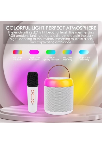Karaoke Hoparlör 1 Mikrofonlu Taşınabilir Rgb Işıklı Ses Efektli USB Fm Radyo Sd Kart Destekli fiyatları