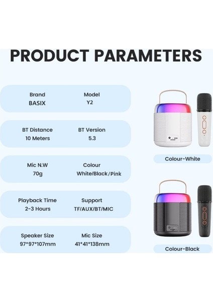 Karaoke Hoparlör 1 Mikrofonlu Taşınabilir Rgb Işıklı Ses Efektli USB Fm Radyo Sd Kart Destekli fırsatları