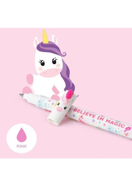 Silinebilir Pembe Renk Jel Kalem Unicorn Figürlü