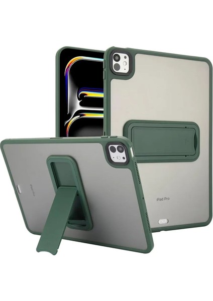 Apple Ipad Pro 11 2024 M4 Çipli Uyumlu Fonksiyonlu Yarı Saydam Pc+Tpu Kılıfı