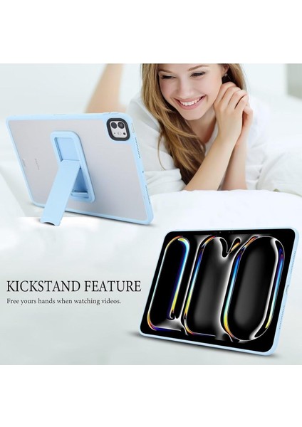 Apple Ipad Pro 11 2024 M4 Çipli Uyumlu Fonksiyonlu Yarı Saydam Pc+Tpu Kılıfı