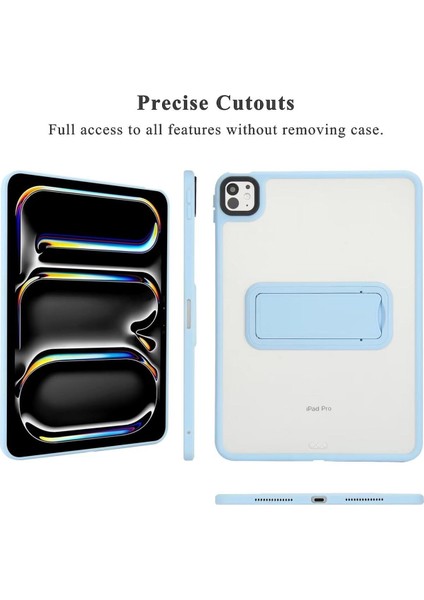 Apple Ipad Pro 11 2024 M4 Çipli Uyumlu Fonksiyonlu Yarı Saydam Pc+Tpu Kılıfı