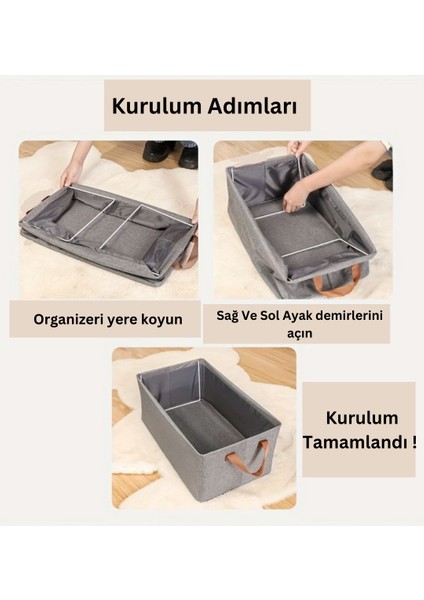2 Adet 45 x 30 x 20 Dolap Içi Düzenleyici Raf Düzenleyici Saklama Katlanabilir Kıyafet Organizeri