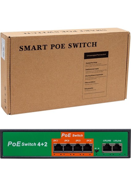 72W 10/100 Mbps 4+2 Port Poe Ethernet Swıtch (4778)