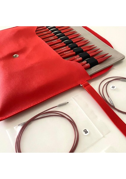 Değiştirilebilir Misina Bağlantılı Şiş Seti Slim Kırmızı Çantalı