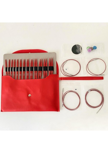 Değiştirilebilir Misina Bağlantılı Şiş Seti Slim Kırmızı Çantalı fiyatları