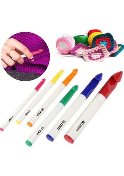 Plastik Renkli Büyük 6' Lı Büyük Numaralar Tığ Seti