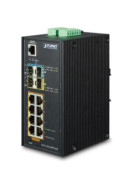 PL-IGS-5225-8P2S2X 8 Port Gigabit Poe 4 Port Sfp 240W Poe Yönetilebilir L2+ Endüstriyel Switch