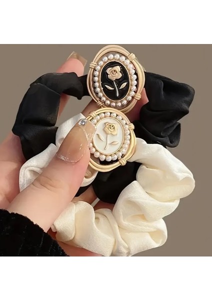 Vintage Kore-Asya Model Zarif Gül Motifli 1 Adet Lastik Şık Saç Tokası modelleri