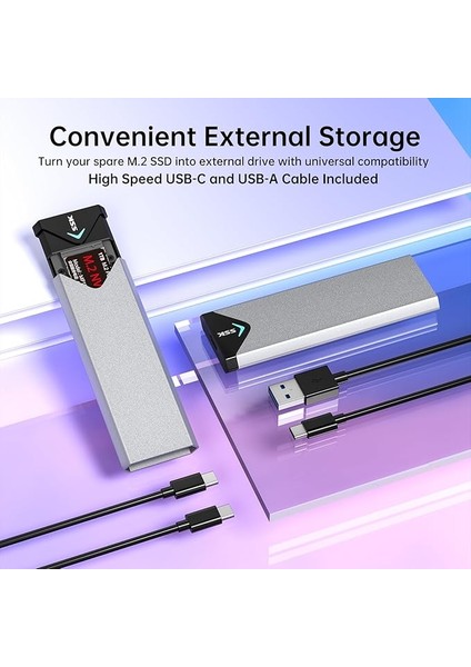 Alüminyum M.2 Nvme Sata SSD Muhafaza Adaptörü, USB 3.2 Gen 2 (10 Gbps)