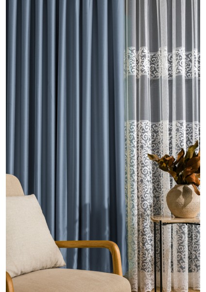 Sık Pileli Blackout Karartma Kumaştan Fon Perde 1x3 V638 Tek Kanat