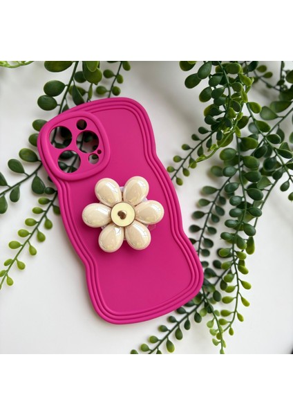 Pop Socket Telefon Tutuculu Çift Şekilde Kullanılan Apple iPhone 14 Kılıf Pembe