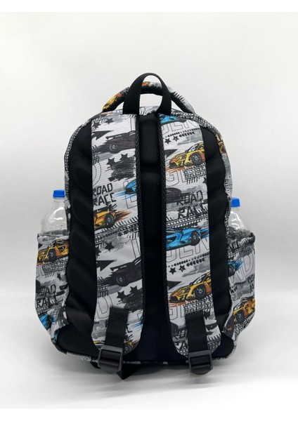 Erkek Çocuğu Ilkokul Çantası Araba Desenli 3'li Takım Ilk Okul Çantası Gri fırsatları