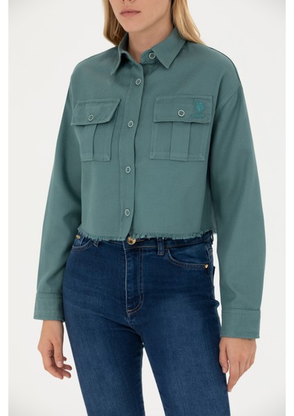 Kadın Mint Gömlek Desenli 50271427-VR090