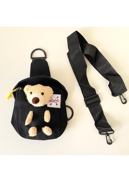 Mackbear Bear Cross Body Bag Çanta Çapraz Omuz Çantası Siyah