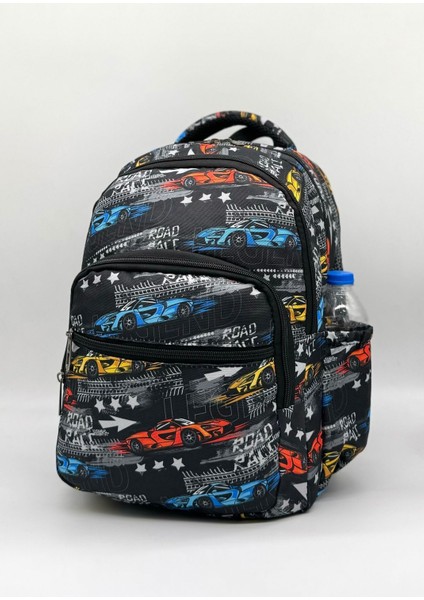 Erkek Çocuğu Ilkokul Çantası Araba Desenli 3'li Takım Ilk Okul Çantası Siyah modelleri