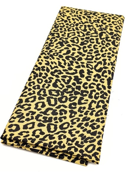 120X50 cm Pamuklu Astarlık Kumaş Sarı-Siyah Leopar Desen