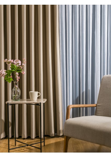 Sık Pileli Blackout Karartma Kumaştan Fon Perde 1x3 V3 Tek Kanat