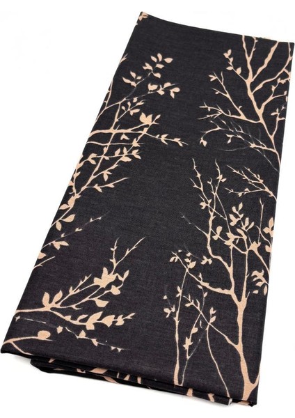 120X50 cm Pamuklu Astarlık Kumaş Siyah Ağaçlı Desen