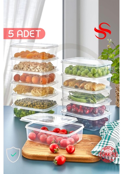 1,35 Litre 5 Adet Kapaklı Ev Gereçleri Depolama&düzenleme& Saklama Kutusu