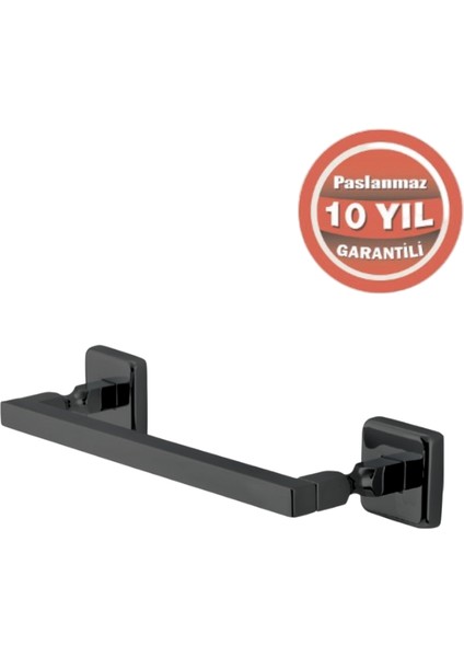 Paslanmaz Pirinç Kumru Kare Boru Uzun Havluluk 30CM Mat Siyah